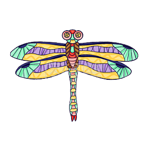 图怪兽原创元素手绘卡通踏青风筝蜻蜓