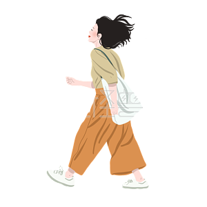 图怪兽原创元素旅游插画元素出门逛街的女孩