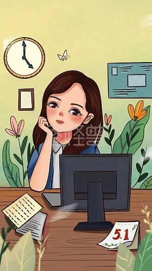 图怪兽原创劳动节 工作 上班族 卡通
