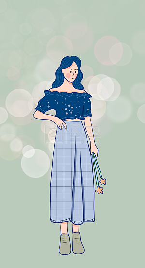 卡通女孩人物背景图片-卡通女孩人物素材设计-图怪兽