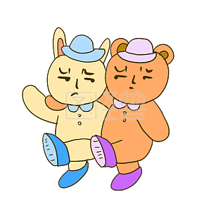 图怪兽原创元素卡通风两个人表情包互相嫌弃插画元素