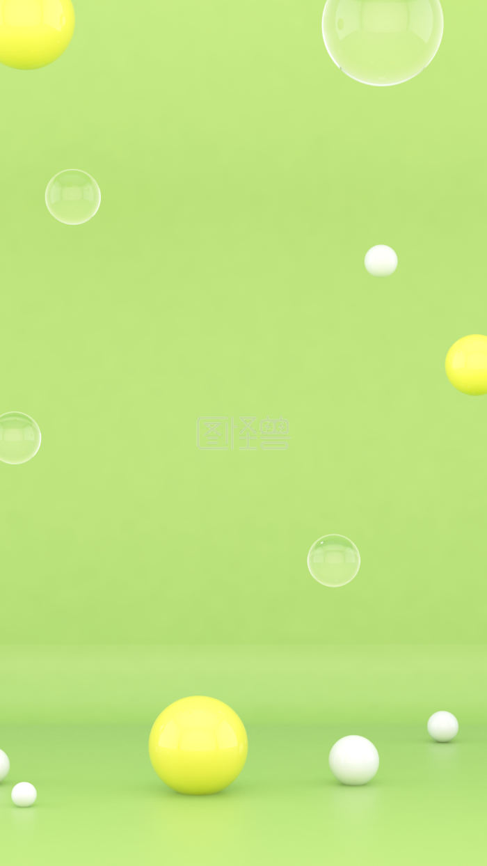 图怪兽原创元素c4d立体绿色清新小球简约竖版背景手机海报