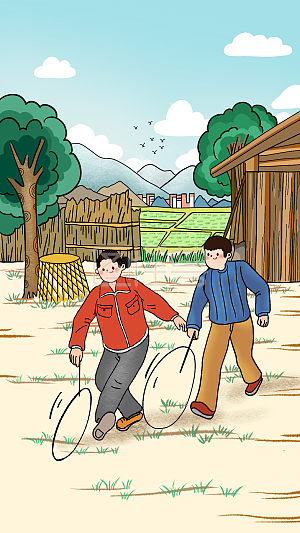 复古   儿童节    游戏    情怀    童年   流金岁月  溜铁圈