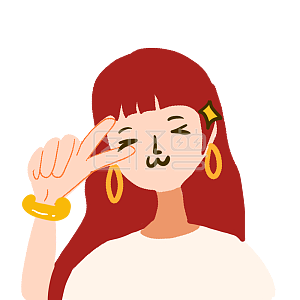 图怪兽原创元素卡通风青春美少女表情包卖萌插画元素