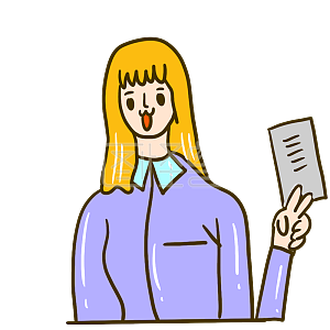 图怪兽原创元素卡通风可爱女孩表情包面试通过插画元素