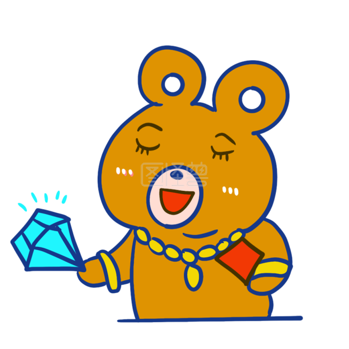 图怪兽原创元素卡通风小熊购物节表情包心满意足插画元素
