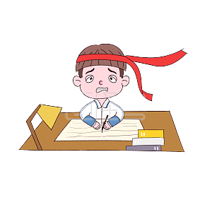 图怪兽原创元素卡通校服男孩做题试卷