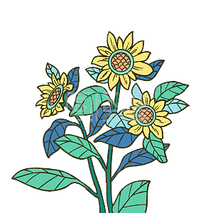 图怪兽原创元素手绘卡通小暑植物向日葵