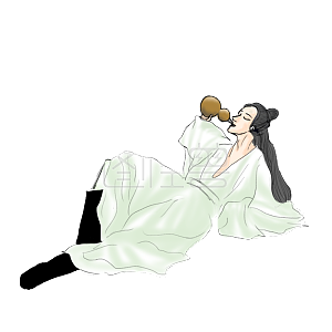 图怪兽原创元素古风饮酒白衣仙人