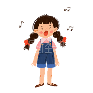 图怪兽原创元素卡通可爱六一儿童节唱歌的小女孩