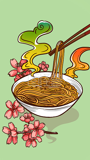 卡通    电商   海报   抗击疫情   美食   武汉   热干面