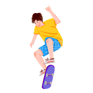 扁平风格五四爱国运动节日青年节蓝色系滑滑板青年