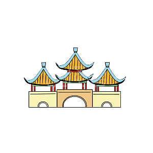 图怪兽原创元素 扁平风格 旅游 建筑 扬州五亭桥 插画元素