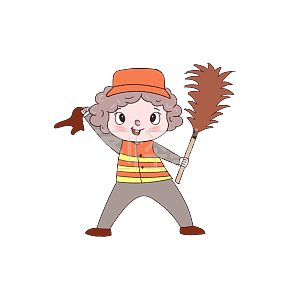 图怪兽原创元素卡通环卫工人拿鸡毛掸子