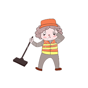 图怪兽原创元素卡通环卫工人擦汗