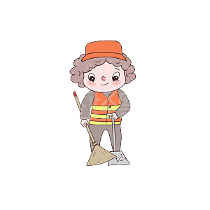 图怪兽原创元素卡通环卫工人打扫卫生