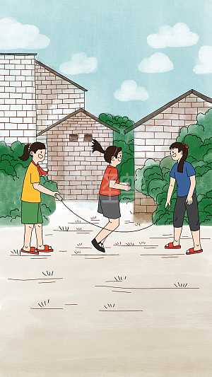 复古 童年   电商   海报    节日   六一儿童节    游戏    三人跳绳