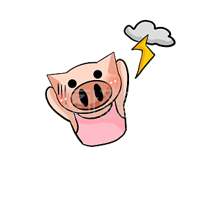 图怪兽原创元素 粉色 卡通 猪猪 晴天霹雳 表情包