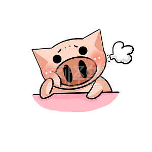 图怪兽原创元素 粉色  卡通 猪猪 叹气  表情包