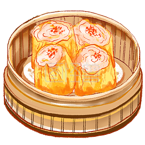 扁平噪点 电商 海报 美食 广东美食 早茶 粤式早点 干蒸 烧麦