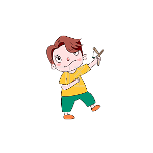 图怪兽原创元素卡通男孩玩弹弓