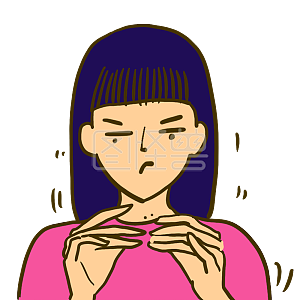 图怪兽原创元素卡通风女孩表情包焦虑抠手插画元素