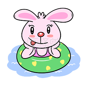 图怪兽原创元素 卡通 大暑 夏天 动物 海边 游泳