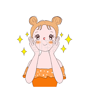 图怪兽原创元素卡通女孩托下巴