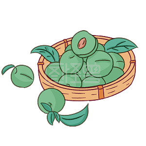 图怪兽原创元素手绘卡通节气芒种青梅