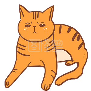 图怪兽原创元素卡通风橘猫表情包无精打采插画元素