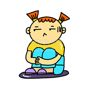 图怪兽原创元素卡通风倒霉孩表情包抱住自己插画元素