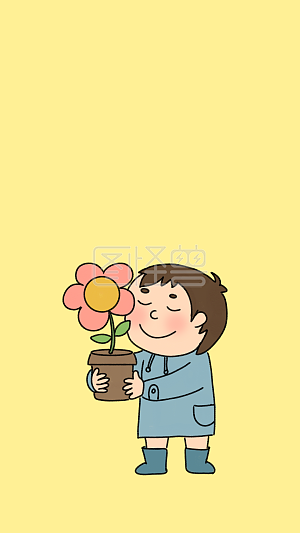 图怪兽原创素材卡通男孩人物手机背景