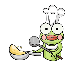 图怪兽原创元素 绿色  卡通 青蛙 炒饭  表情包