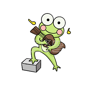 图怪兽原创元素 绿色  卡通 青蛙 弹吉他  表情包
