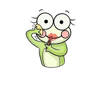 图怪兽原创元素 绿色  卡通 青蛙 化妆  表情包