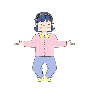 图怪兽原创元素卡通小女孩摊手