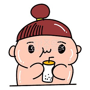 图怪兽原创元素卡通风小胖子表情包喝奶茶插画元素