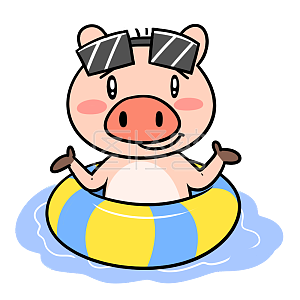图怪兽原创元素 卡通 夏天 游泳 动物 小猪