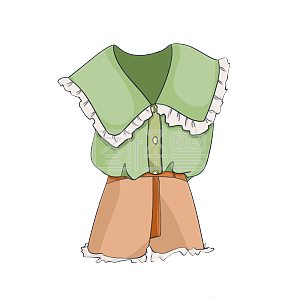 图怪兽原创元素手绘夏装短袖小清新卡通插画元素