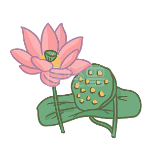 图怪兽原创元素手绘卡通小暑莲蓬莲花