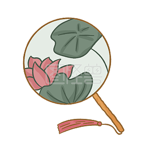 图怪兽原创元素手绘卡通大暑扇子蒲扇