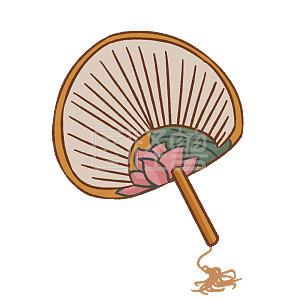 图怪兽原创元素手绘卡通大暑扇子蒲扇