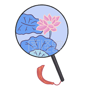 图怪兽原创元素手绘卡通大暑扇子蒲扇