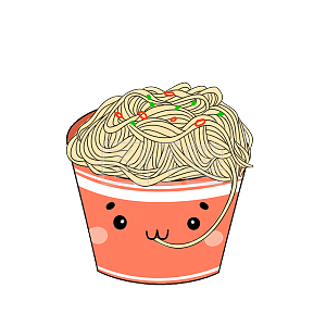 图怪兽原创元素 卡通 面条 凉面 夏季小吃