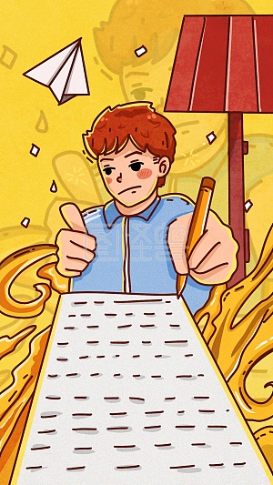 图怪兽原创背景高考励志奋斗小男孩学习