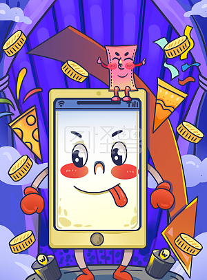 图怪兽原创元素卡通风电商手机特卖插画元素