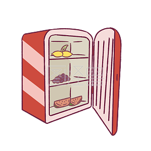 图怪兽原创元素手绘卡通大暑家电冰箱