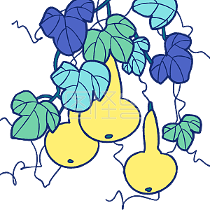 图怪兽原创元素手绘卡通大暑植物葫芦