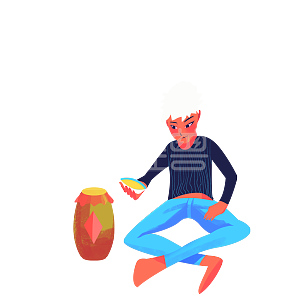 图怪兽喝酒的男性青年