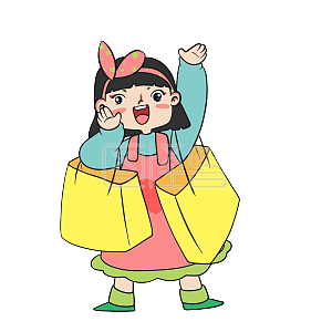 图怪兽原创元素卡通购物女孩元素